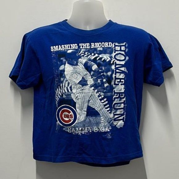 MLB Sammy Sosa Smashing the Record Chicago Cubs Womens Crop Top Size S - Picture 1 of 5